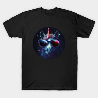 Epic Unicorn Wearing Sunglasses in Space T-Shirt